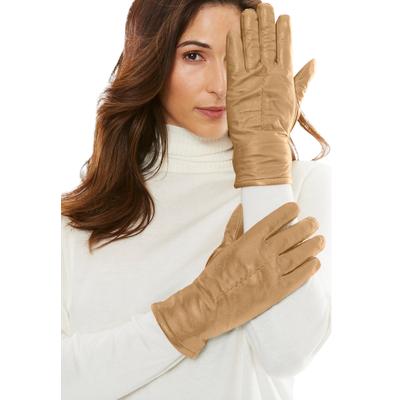 Women's Leather Gloves by Accessories For All in Soft Camel (Size 8)