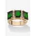 Women's Yellow Gold-Plated Emerald Cut 3 -Stone Simulated Birthstone & CZ Ring by PalmBeach Jewelry in May (Size 9)