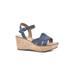 Women's White Mountain Simple Wedge Sandal by White Mountain in Denim Blue Fabric (Size 6 M)