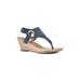 Women's White Mountain Aida Cork Wedge Sandal by White Mountain in Denim Blue Fabric (Size 6 1/2 M)