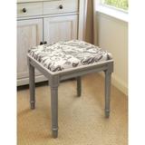 Grey Tuscan Floral Vanity Stool with distressed Grey Frame