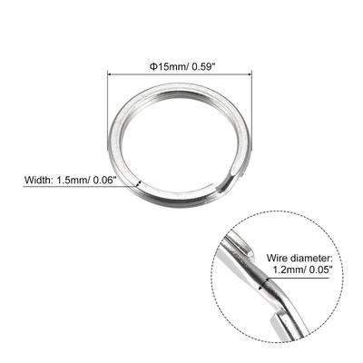 Split Keychain Rings, Round Flat Key Holder for Home Key Organization - Silver Tone