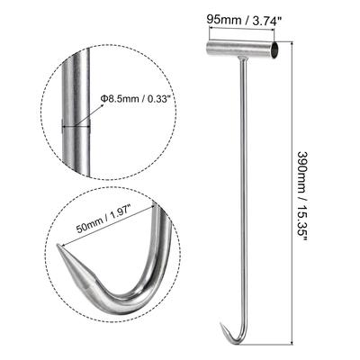 T-Handle Meat Boning Hook, Stainless Steel T Hook for Kitchen - Silver Tone