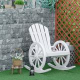 Outsunny Adirondack Rocking Chair with Slatted Design and Oversize Back for Porch, Poolside, or Garden Lounging