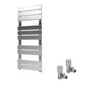 ELEGANT Heated Towel Rail Chrome Bathroom Ladder Radiator Rad Modern Flat Panel Designer Central Heating Towel Warmers 1000 x 400mm with Valves Chrome