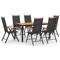 vidaXL 7 Piece Garden Dining Set Aluminium Black