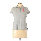 U.S. Polo Assn. Short Sleeve Polo: Gray Color Block Tops - Women's Size Large