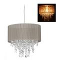 Relaxdays - lampe suspension en cristal, Abat-jour en organza, E27, lustre pour salon, Hx d 129 x