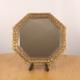 Frame Mirror / Wall Hanging || Vintage solid brass || octagonal shape || Chain like handle || Floral design || Wooden casing / back