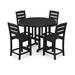 POLYWOOD® Lakeside 5-Piece Farmhouse Round Side Outdoor Chair Counter Set Plastic in Black | 48 W x 48 D in | Wayfair PWS617-1-BL