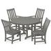 POLYWOOD® Vineyard 5-Piece Round Farmhouse Outdoor Dining Set Plastic in Gray | 48 W x 48 D in | Wayfair PWS651-1-GY