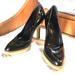 Gucci Shoes | Gucci Patent Leather Black Pumps With Beige Rubber Heels Made In Italy Size 35-5 | Color: Black/Cream | Size: 35eu