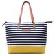 Savvy Street Large Vintage Canvas Beach Bag for Women with Sand-Proof Top Zip Enclosure - Stylish Ladies Tote/Shopper for Ultimate Beach Day Comfort. (NAVY/YELLOW)