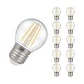 Crompton Lamps LED Golfball 5W ES-E27 Dimmable Filament (10 Pack) (40W Equivalent) 2700K Warm White Clear 470lm ES Screw E27 Round Multipack Light Bulbs