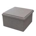 Coffre pouf pliable table tissu gris