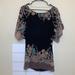 Free People Tops | Free People Floral Lace Back Semi Sheer Dolman Sleeve Tunic Top Size Xs | Color: Black/Cream | Size: Xs