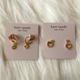 Kate Spade Jewelry | Kate Spade Shining Spade Pearl Heart Stud And Huggie Earrings Set | Color: Gold/White | Size: Os