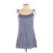 Forever 21 Casual Dress - A-Line Scoop Neck Sleeveless: Blue Floral Dresses - Women's Size Small