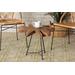 bali & pari Merci Rustic Industrial Natural Brown and Black End Table with Teak Tree Trunk Tabletop - Wholesale Interiors Merci-Natural/Black-ET