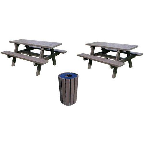 Set 2 Tables-bancs Parc + 1 Poubelle Avec Couvercle_lc00293h - Manutan Expert
