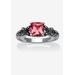 Women's Cushion-Cut Birthstone Ring In Sterling Silver by PalmBeach Jewelry in October (Size 7)