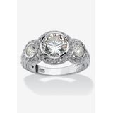 Women's Sterling Silver Cubic Zirconia Vintage Style 3-Stone Bridal Ring by PalmBeach Jewelry in Cubic Zirconia (Size 8)