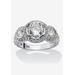 Women's Sterling Silver Cubic Zirconia Vintage Style 3-Stone Bridal Ring by PalmBeach Jewelry in Cubic Zirconia (Size 8)