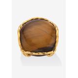 Women's Yellow Gold-Plated Genuine Brown Tiger'S Eye Pillow Ring by PalmBeach Jewelry in Tigers Eye (Size 9)