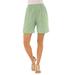 Plus Size Women's Soft Knit Short by Roaman's in Green Mint (Size 5X) Pull On Elastic Waist