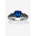 Women's Cushion-Cut Birthstone Ring In Sterling Silver by PalmBeach Jewelry in September (Size 7)