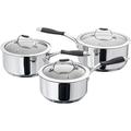 Stellar James Martin JMA3 Set of 3 Stainless Steel Pans, 20cm, 18cm, 16cm Saucepans with Lids, Induction Ready, Dishwasher Safe - Fully Guaranteed