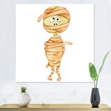 East Urban Home Watercolor Mummy Cartoon - Children's Art Canvas Wall Art Print Canvas in Brown/Green/White | 16 H x 16 W x 1 D in | Wayfair