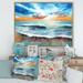 East Urban Home Sunset over the Sea w/ & Orange Sky - Print on Canvas Metal in Blue | 16 H x 32 W x 1 D in | Wayfair
