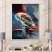 East Urban Home A Barn Owl Sitting on a Wooden Fence on a Night - Painting on Canvas Metal in Black/Blue/Brown | 32 H x 24 W x 1 D in | Wayfair