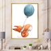 East Urban Home Cute Little Cartoon Fox Squirrel w/ Balloon - Painting on Canvas Metal in Blue/Orange | 32 H x 16 W x 1 D in | Wayfair