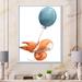 East Urban Home Cute Little Cartoon Fox Squirrel w/ Balloon - Painting on Canvas Metal in Blue/Orange | 40 H x 30 W x 1.5 D in | Wayfair