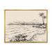 East Urban Home Vintage Sea View & Palm Trees on Shore - Print on Canvas Metal in Black/Gray/White | 30 H x 40 W x 1.5 D in | Wayfair