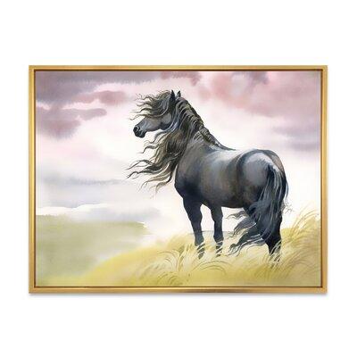 East Urban Home Horse in a Field - Print on Canvas in Black | 12 H x 20 W x 1 D in | Wayfair 4B63963D00B2441BB698E83DEEE3C6B0