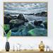 East Urban Home Sea Waves Impacting Rock on the Beach - Print on Canvas Plastic in Gray | 34 H x 44 W x 1.5 D in | Wayfair