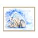 East Urban Home Polar Bear w/ a Bear Cub - Painting on Canvas Canvas, Cotton in Blue/White | 25 H x 33 W x 1 D in | Wayfair
