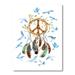 East Urban Home Ethnic Dream Catcher & Peace Sign - Painting on Canvas Metal in Blue/Brown | 40 H x 30 W x 1.5 D in | Wayfair