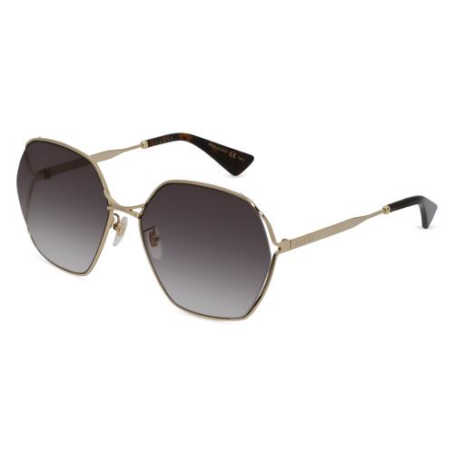 Gucci GG0818SA Damen-Sonnenbrille Vollrand Achteckig Metall-Gestell, gold