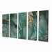 Everly Quinn Turquoise & Grey Luxury Abstract Fluid Art IV - Modern Canvas Wall Art Print - 60X28 - 5 Panels Canvas in Blue/Gray/Green | Wayfair