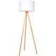 Lampadaire Trépied - led, en Bois, Taille 145 cm, ø 45 cm, E27, Max 60 w, Abat-Jour en Tissu, Style