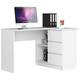 Bureau Akord d'angle droit B16 Blanc 124 cm 3 tiroirs façade Blanche 2 étagères 124x85x77 cm