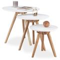 Table d'appoint bois de noyer lot de 3 table basse 50, 40 et 32 cm bout de canapé table console