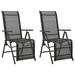 vidaXL Reclining Patio Chairs 2pcs Textilene and Aluminum Black - 23" x 27.2" x 30.7"-43.3"