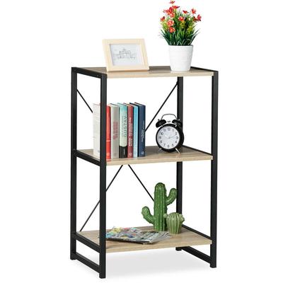Standregal, Regal Industrial, niedriges Bücherregal mit 3 Fächern, HxBxT: 80 x 50 x 35 cm, Image