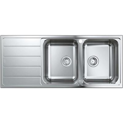 Abwäschen - Spülbecken K500 mit automatischem Ablauf, 116x50 cm, gebürsteter Edelstahl 31588SD1 Image