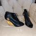 Jessica Simpson Shoes | Jessica Simpson Black And Gold Wedge | Color: Black/Gold | Size: 7.5